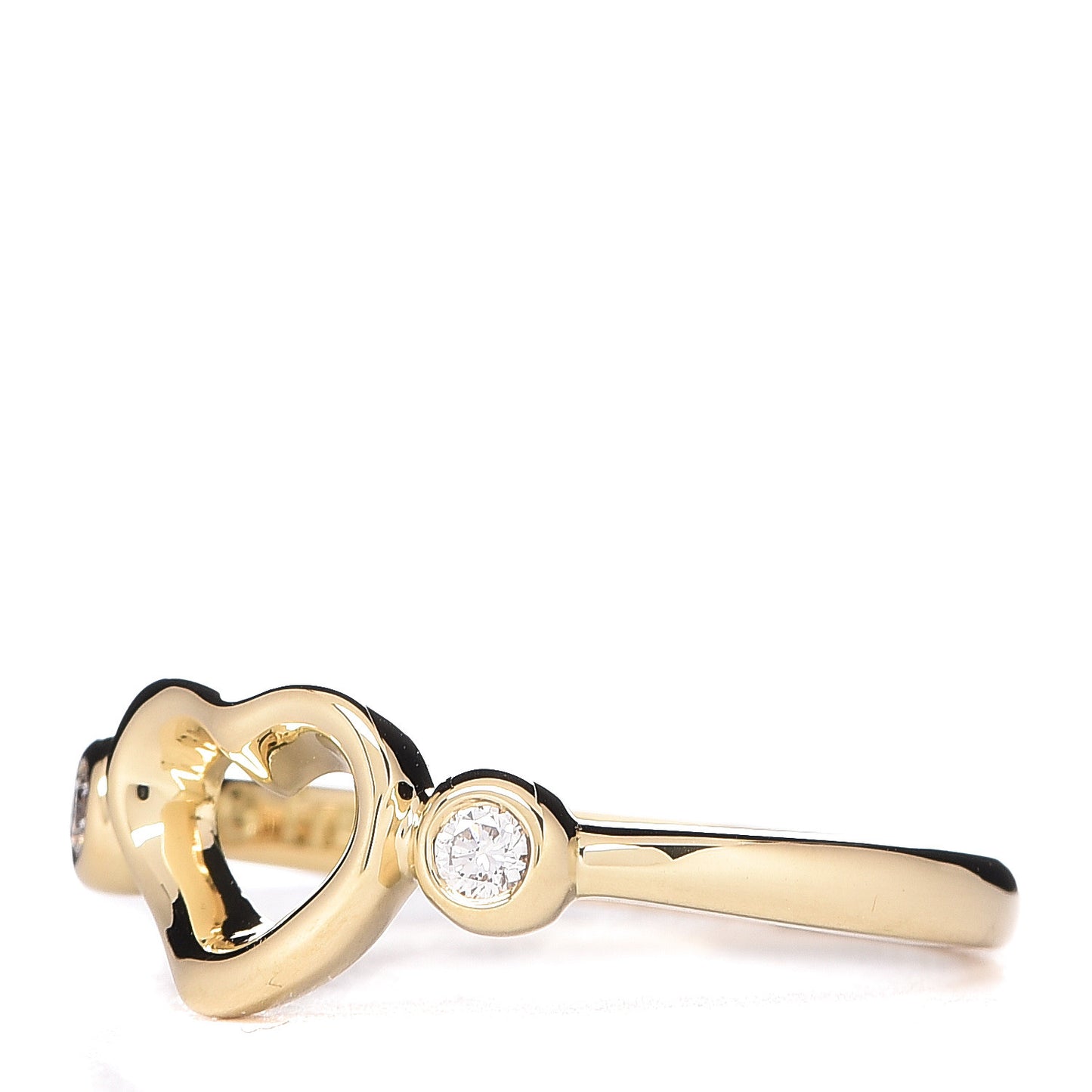 18K Yellow Gold Diamond Mini Elsa Peretti Open Heart Ring 50 5.25