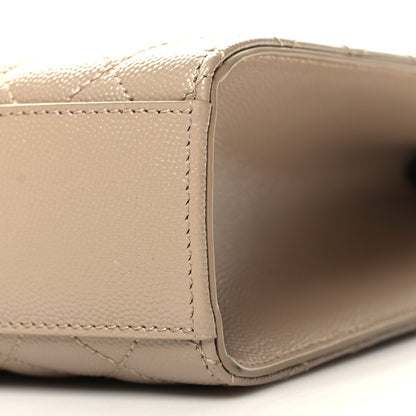 Saint Laurent Grain De Poudre Mixed Matelasse Large Triquilt Monogram Satchel Dark Beige 9 of 9