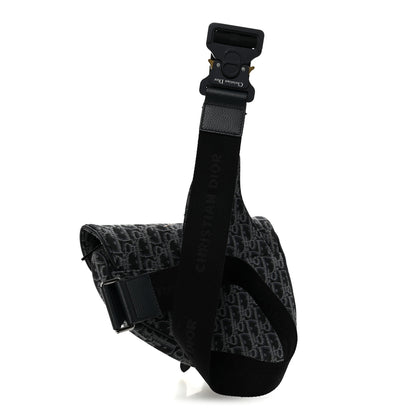 Christian Dior Oblique Mens Saddle Bag Black Blue 3 of 10