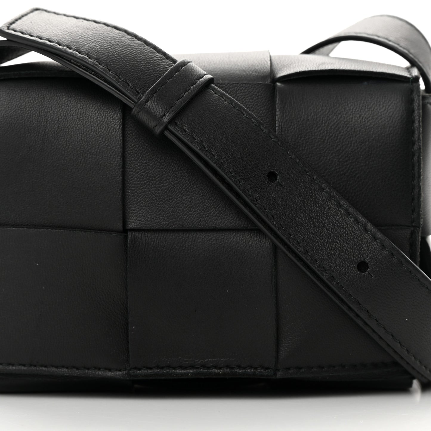 Lambskin Maxi Intrecciato Extra Mini Cassette Crossbody Bag Black