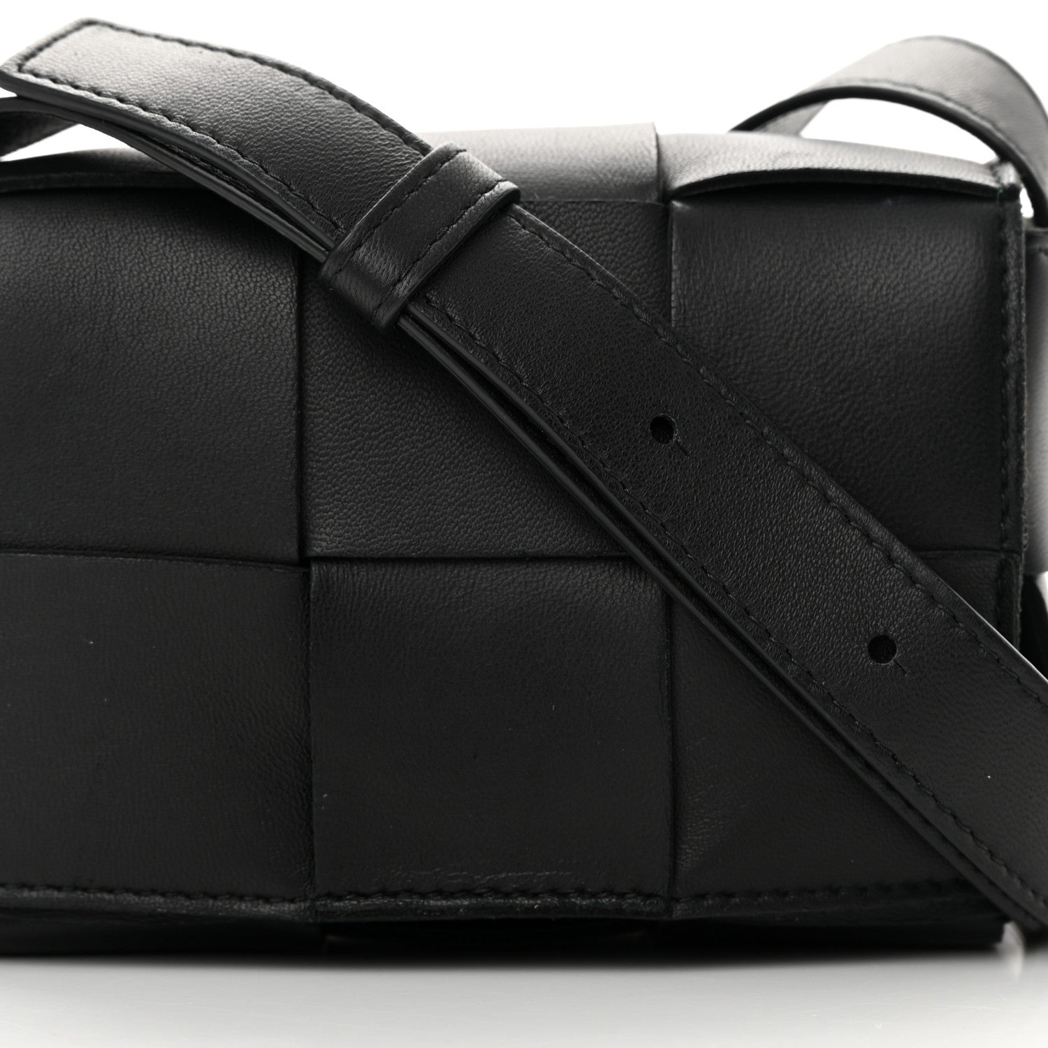 Bottega Veneta Lambskin Maxi Intrecciato Extra Mini Cassette Crossbody Bag Black 7 of 12