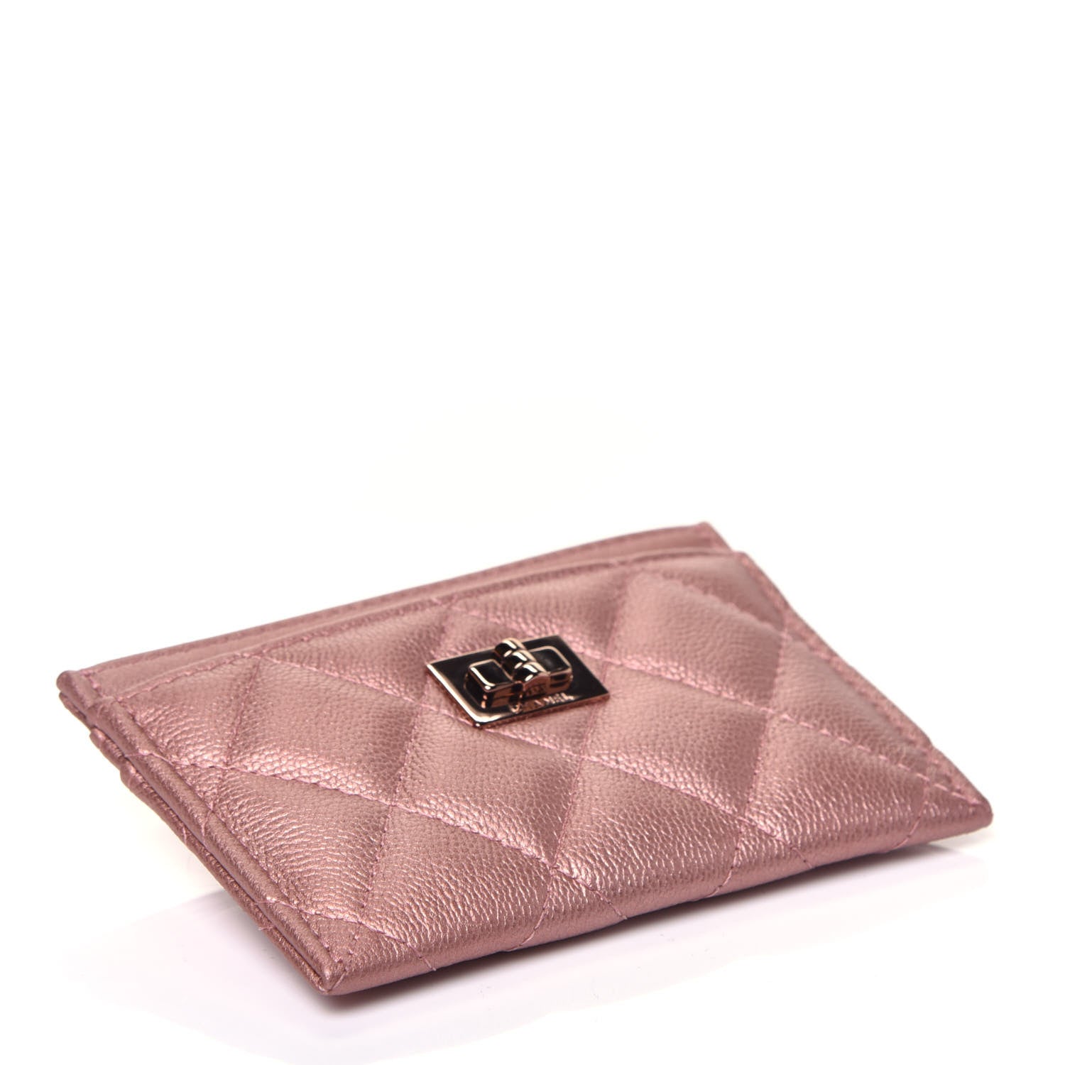 Chanel Metallic Caviar Quilted Reissue Card Holder Rose Gold 4 of 8