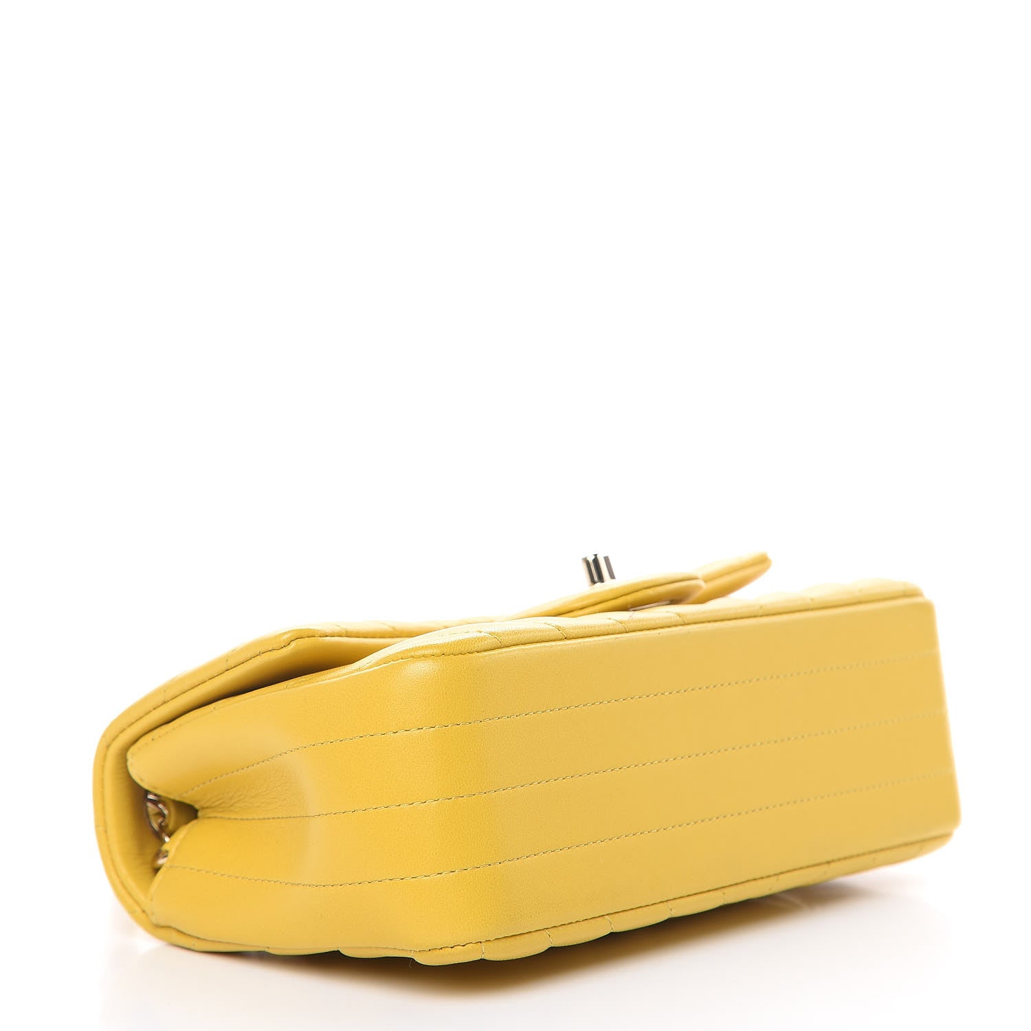 Chanel Lambskin Chevron Quilted Mini Rectangular Flap Yellow 4 of 9