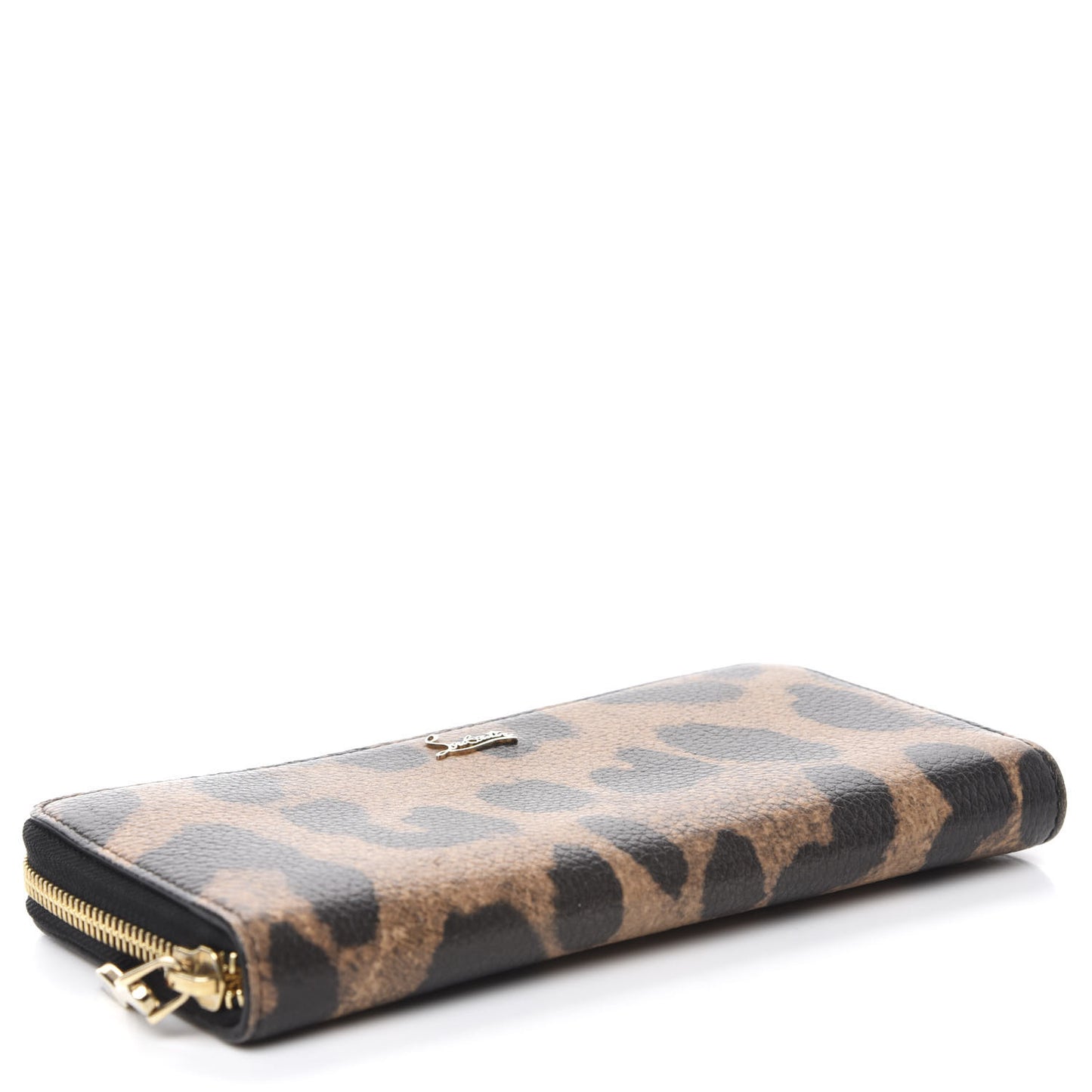 Calfskin Empire Leopard Panettone Zip Around Wallet Brown