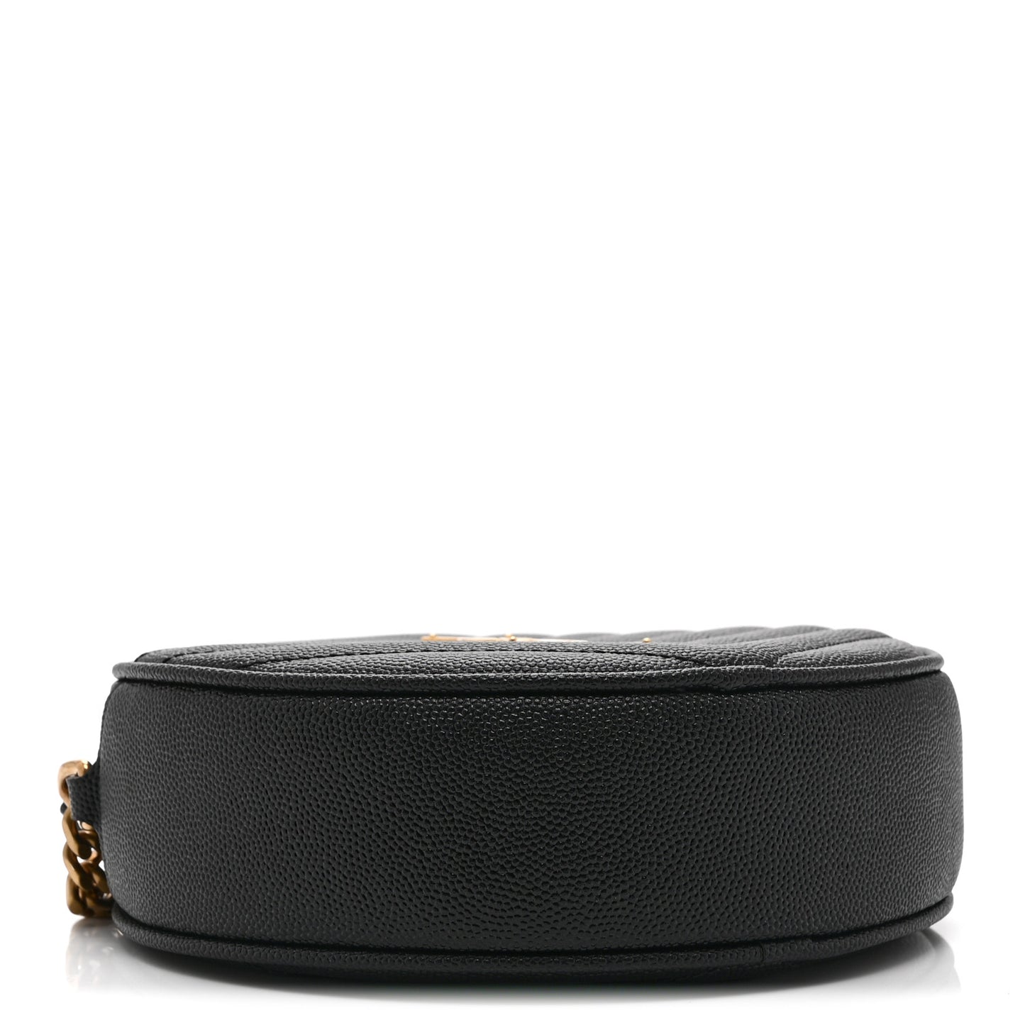 Grain De Poudre Matelasse Chevron Quilted Round Vinyle Camera Bag Black