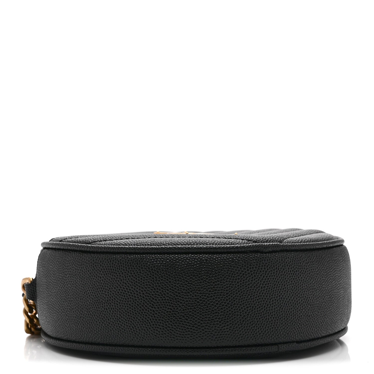 Saint Laurent Grain De Poudre Matelasse Chevron Quilted Round Vinyle Camera Bag Black 4 of 10