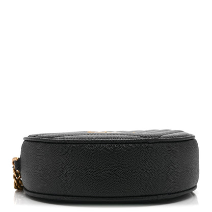 Saint Laurent Grain De Poudre Matelasse Chevron Quilted Round Vinyle Camera Bag Black 4 of 10