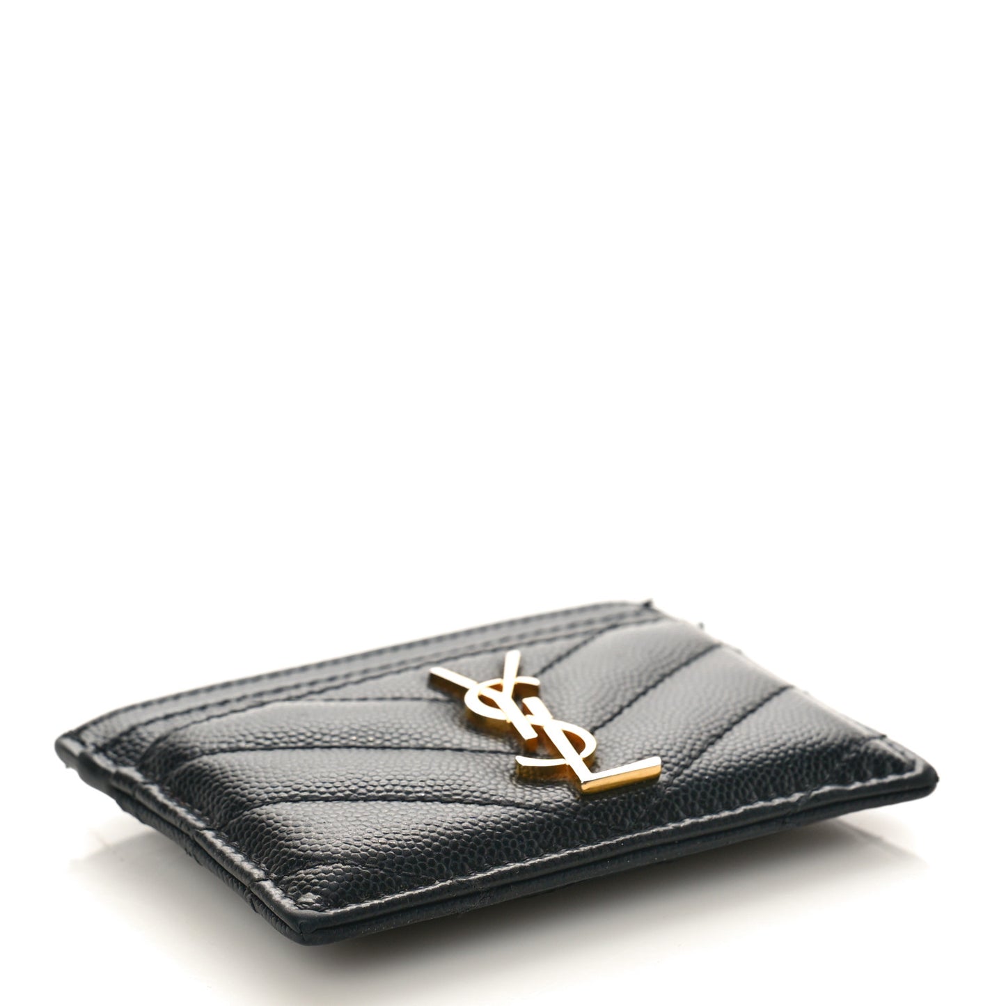 Grain De Poudre Matelasse Chevron Monogram Credit Card Case Black