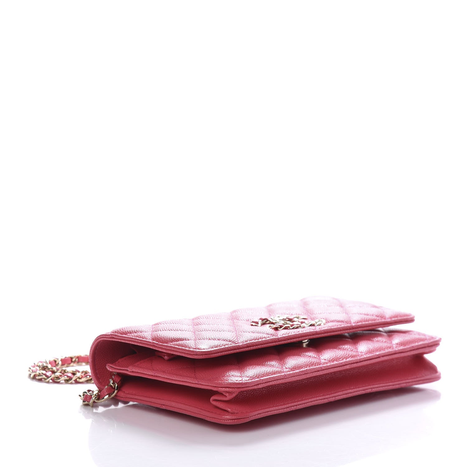 Chanel Caviar Quilted French New Wave Chain CC Wallet On Chain WOC Pink 4 of 12