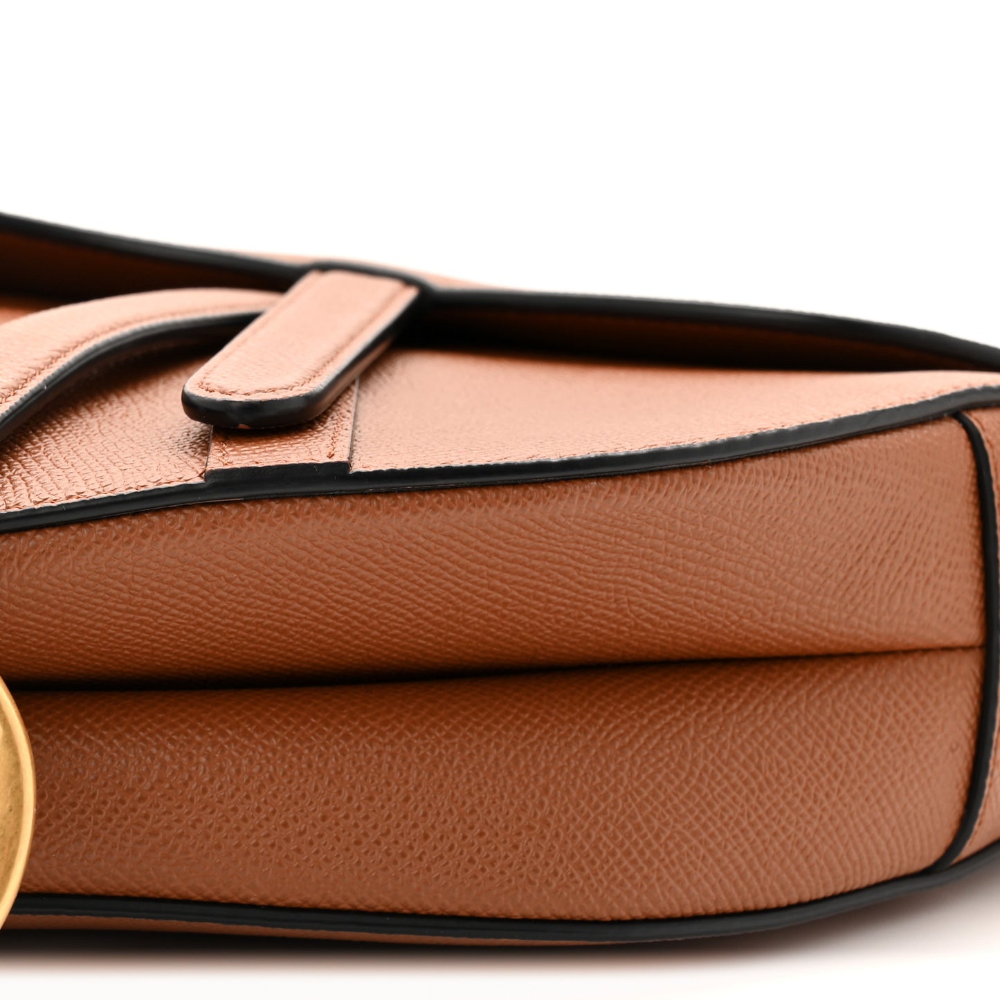 Grained Calfskin Saddle Bag Camello