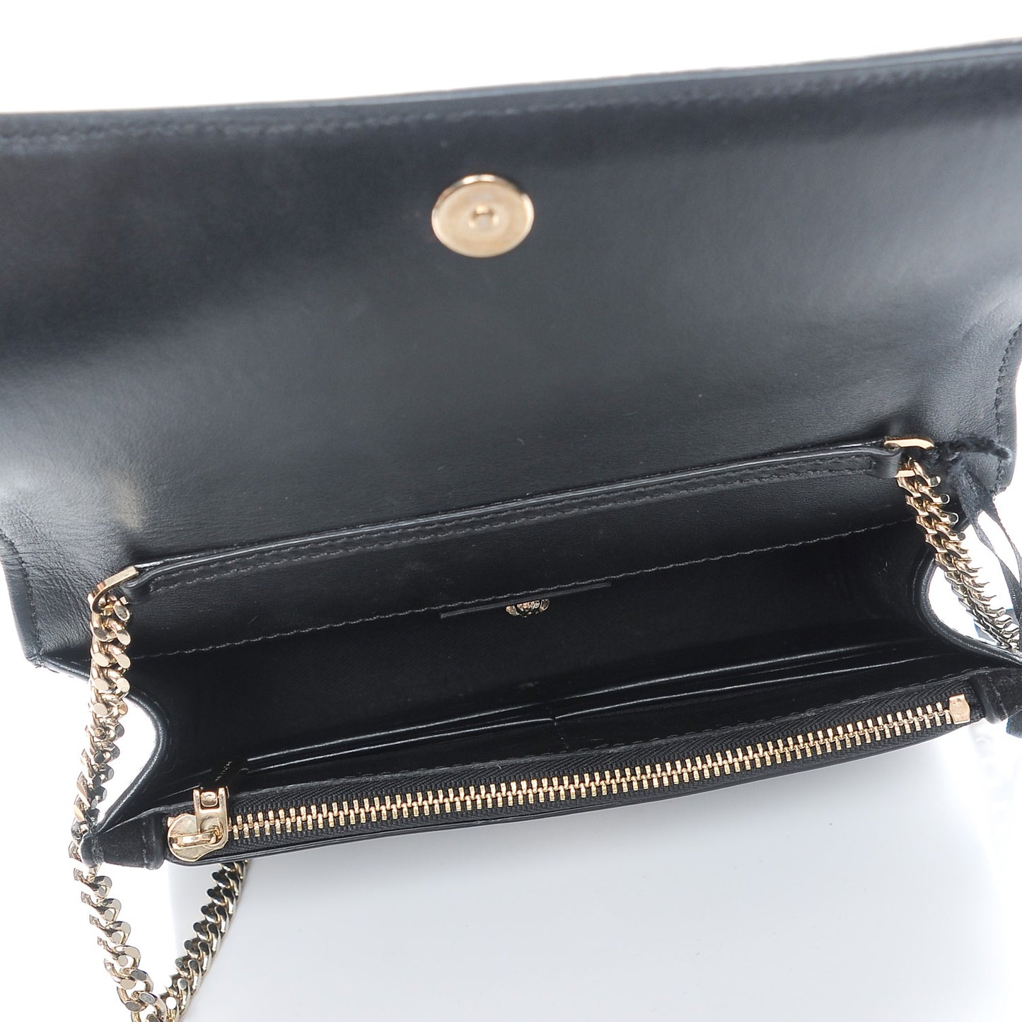 Calfskin Palazzo Crystal Chain Evening Bag Black