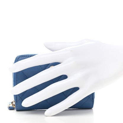 Chanel Caviar Quilted Zip Coin Purse Blue 2 of 8