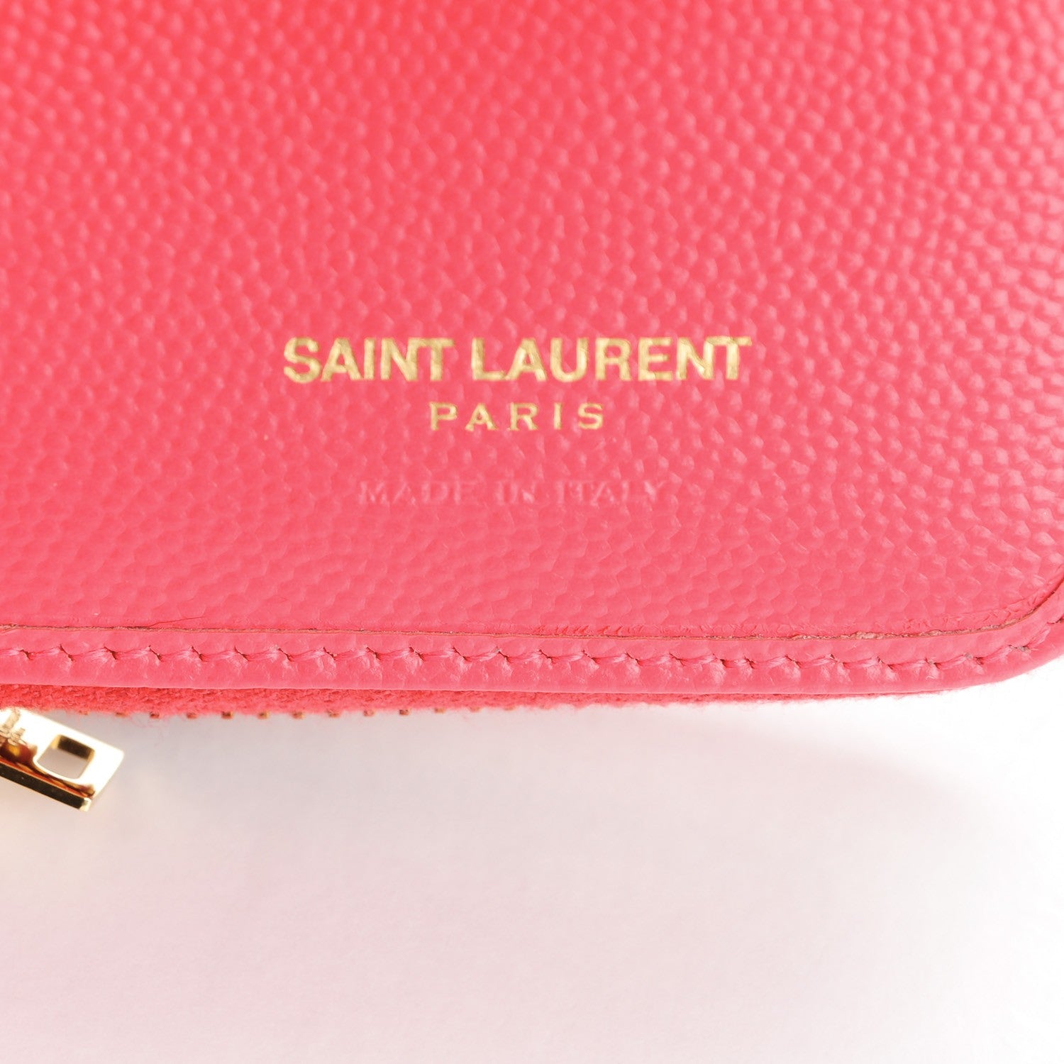 Saint Laurent Grain De Poudre Matelasse Chevron Monogram Compact Zip Around Wallet Rose Clair 6 of 7