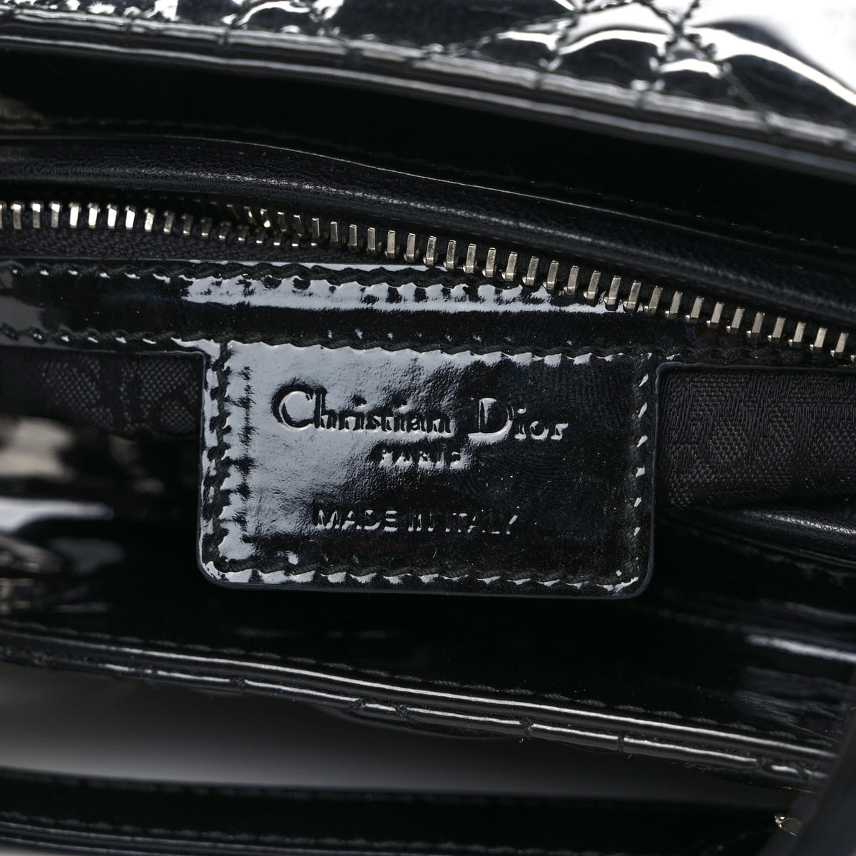 Patent Cannage Medium Lady Dior Black