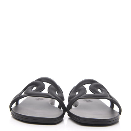 Hermes Rubber Aloha Sandals 36 Black 2 of 8