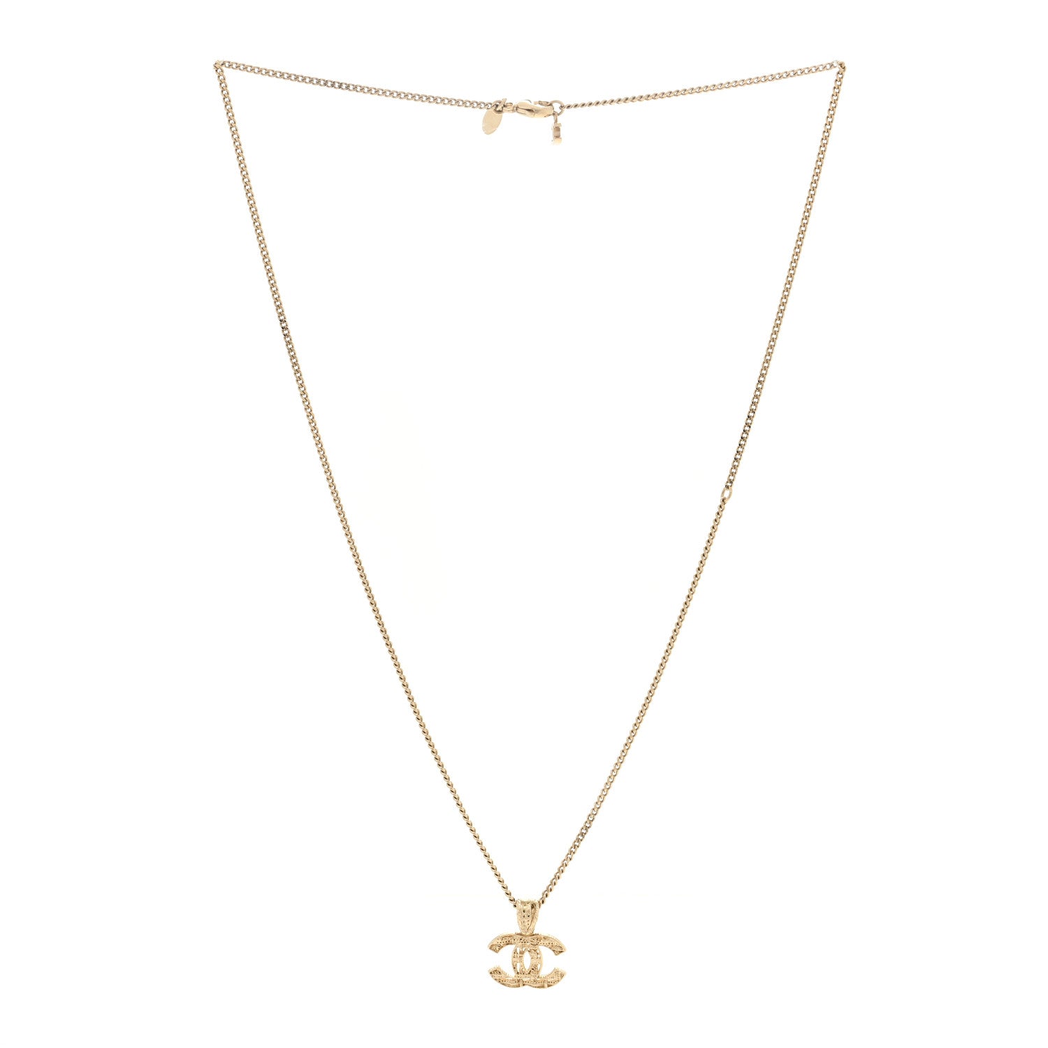 Chanel Tweed Effect CC Necklace Gold 3 of 4