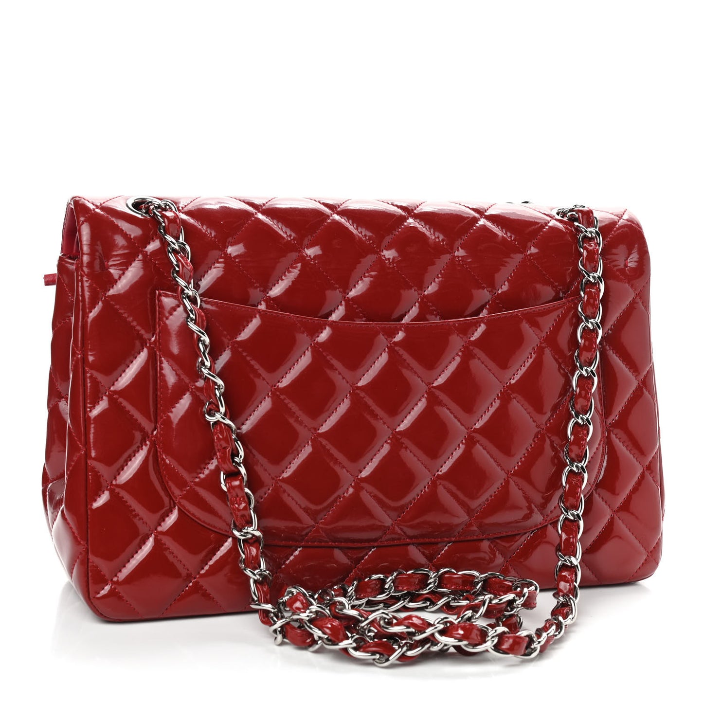 Patent Quilted Jumbo Double Flap Red