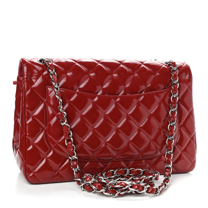 Chanel Patent Quilted Jumbo Double Flap Red 3 of 10