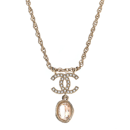 Chanel Crystal Pearl CC Necklace Pearly White Gold 4 of 5