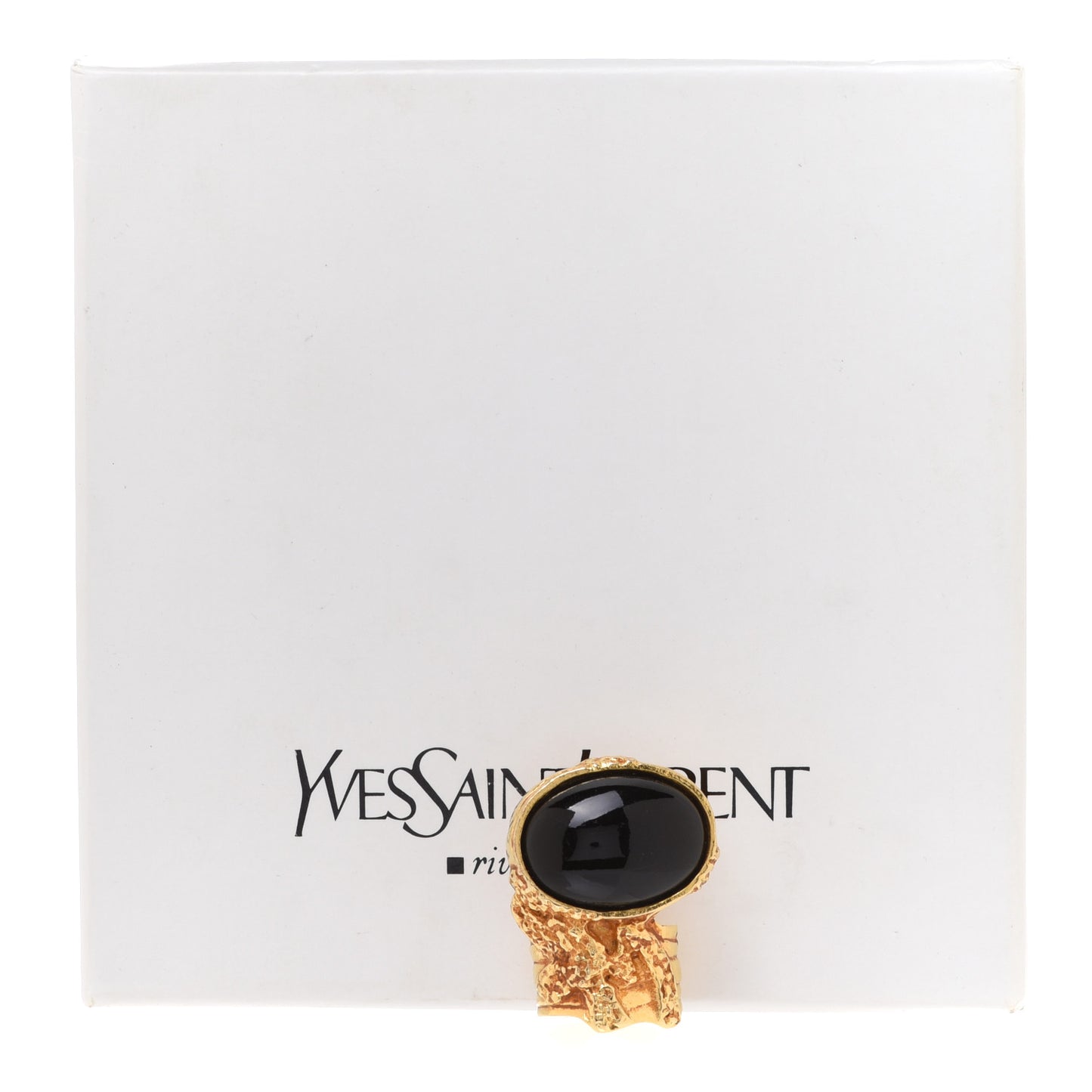 Glass Cabochon Gold Arty Ovale Ring 5 Black