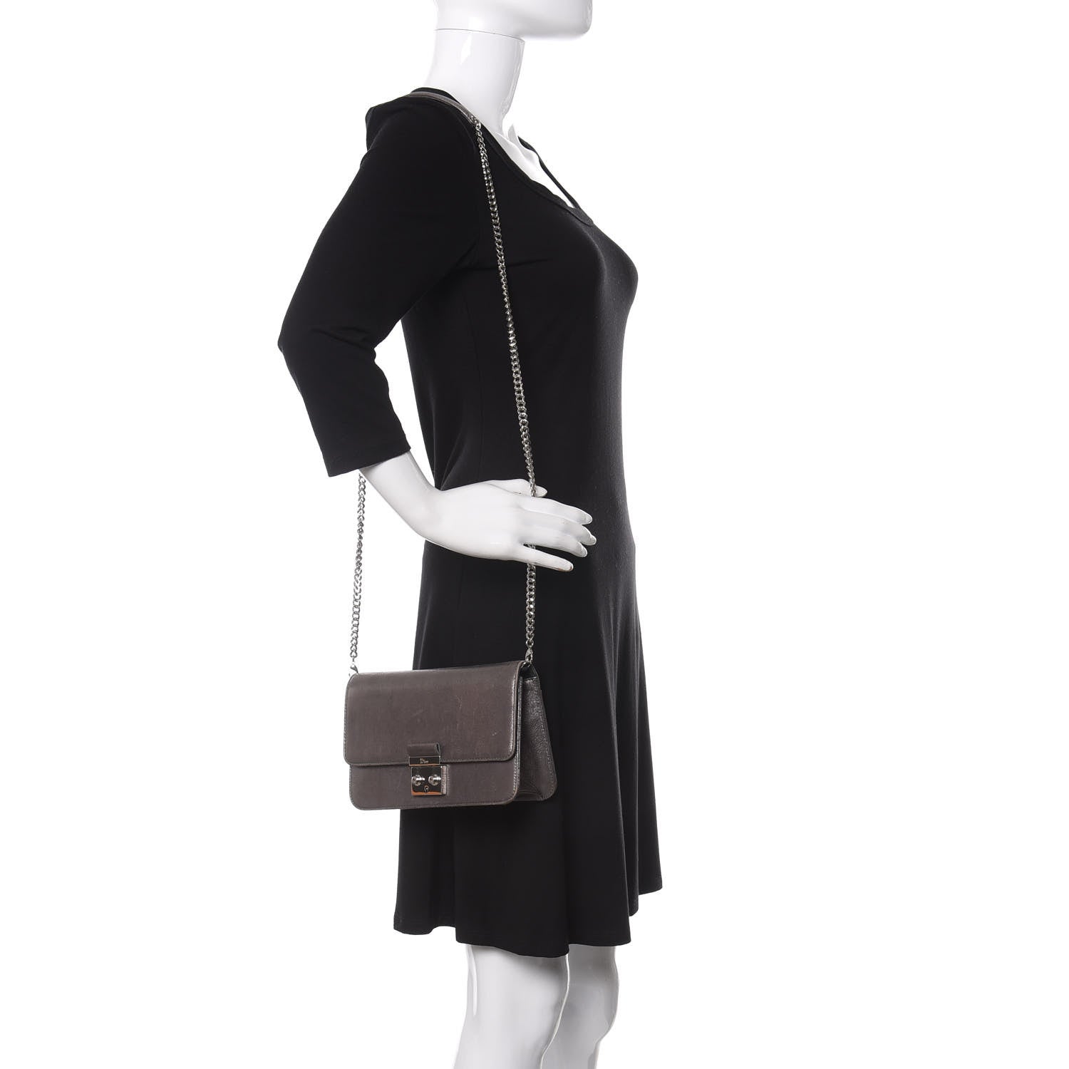 Christian Dior Metallic Brushed Calfskin Miss Dior Promenade Pouch Gunmetal 2 of 21