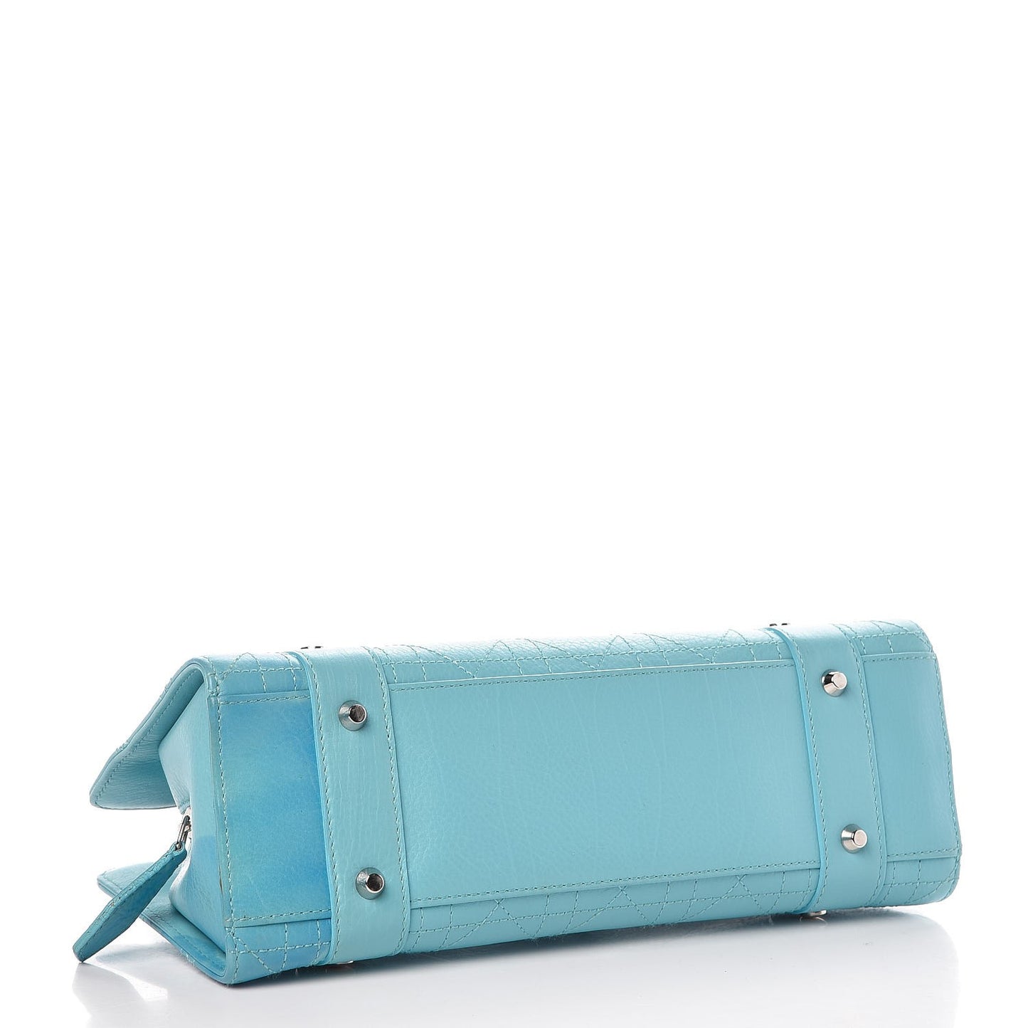 Calfskin Cannage Stitched Small East West Lady Dior Light Blue