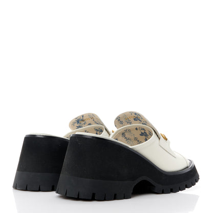 Gucci Cordovan Lux Womens Harald Horsebit Platform Slide Sandals 39 Dusty White 4 of 11
