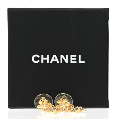 Chanel Crystal CC Flower Drop Earrings Gold 5 of 5