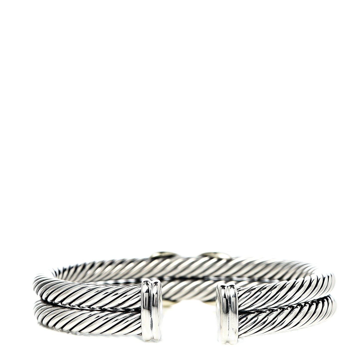 Sterling Silver 14K Yellow Gold 10mm X Double Cable Bracelet