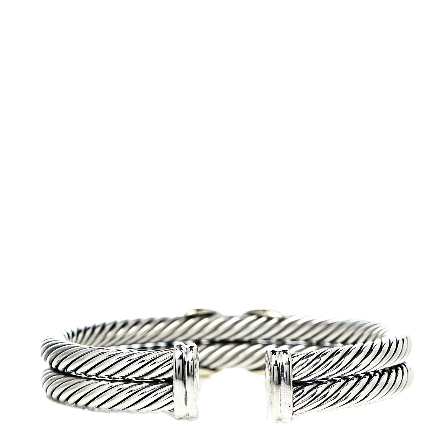 David Yurman Sterling Silver 14K Yellow Gold 10mm X Double Cable Bracelet 3 of 4