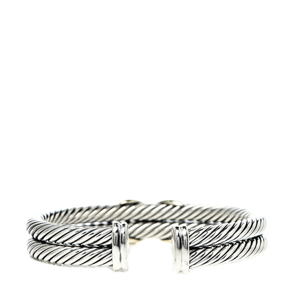David Yurman Sterling Silver 14K Yellow Gold 10mm X Double Cable Bracelet 3 of 4