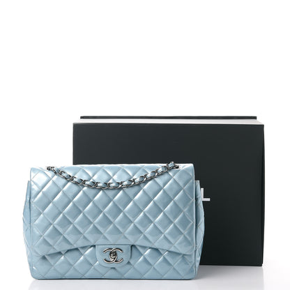 Chanel Patent Quilted Maxi Double Flap Blue 12 of 12