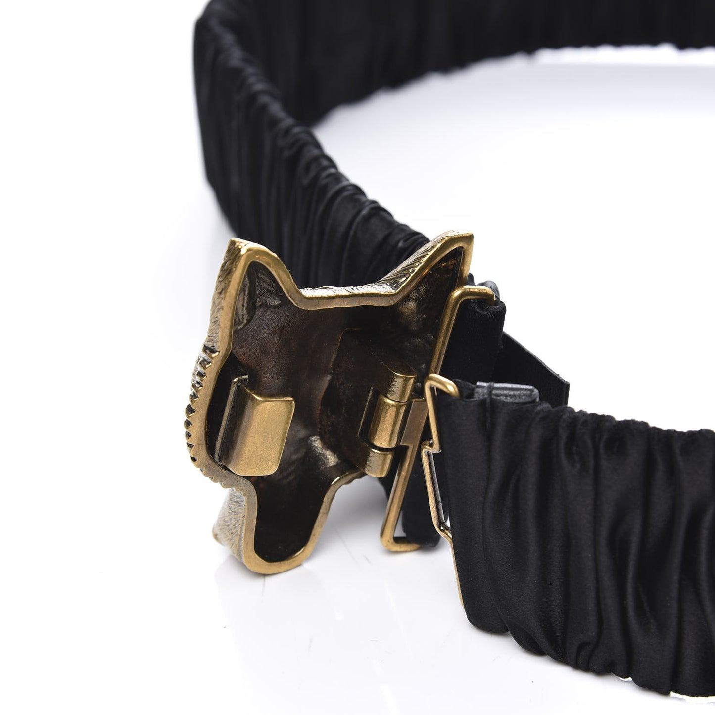 Satin Fox Head Buckle Belt Black 90 36