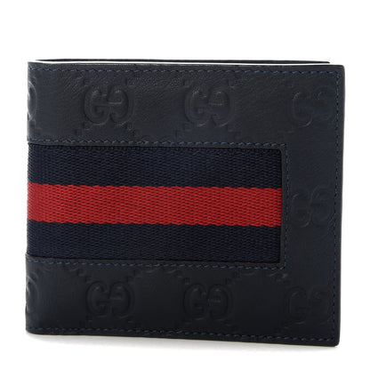 Gucci Guccissima Signature Web New Web Bi-Fold Wallet Blue 1 of 7