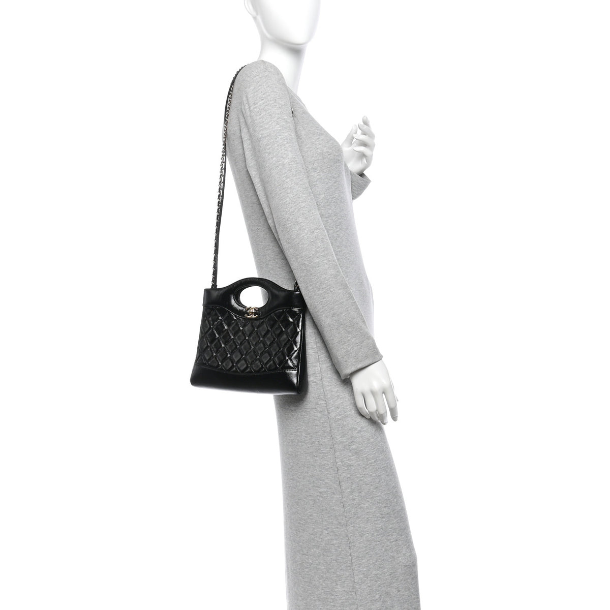Chanel Aged Calfskin Quilted Mini 31 Shopping Bag Black 2 of 10