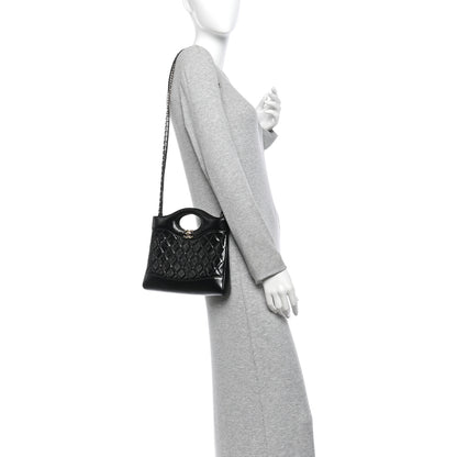 Chanel Aged Calfskin Quilted Mini 31 Shopping Bag Black 2 of 10