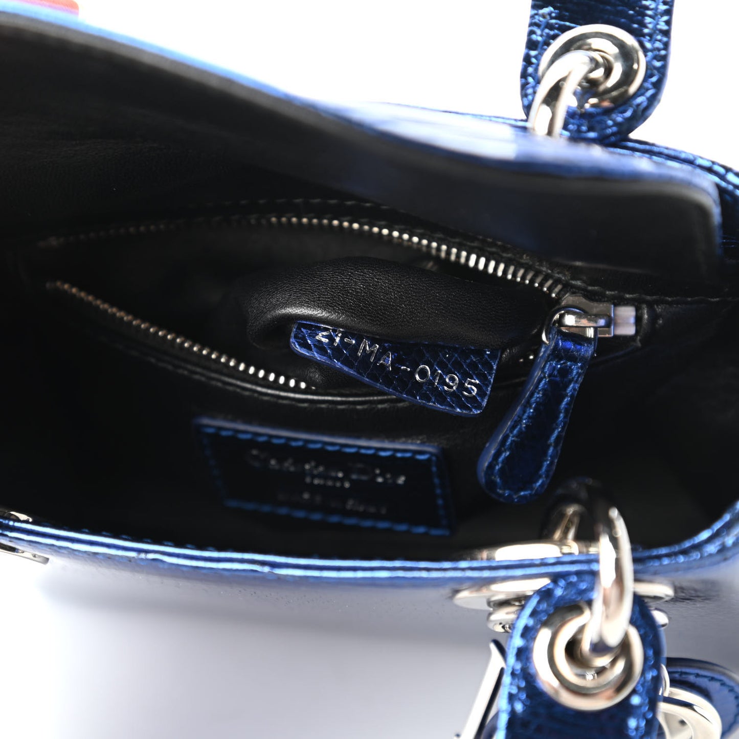 Metallic Lizard Mini Lady Dior Blue