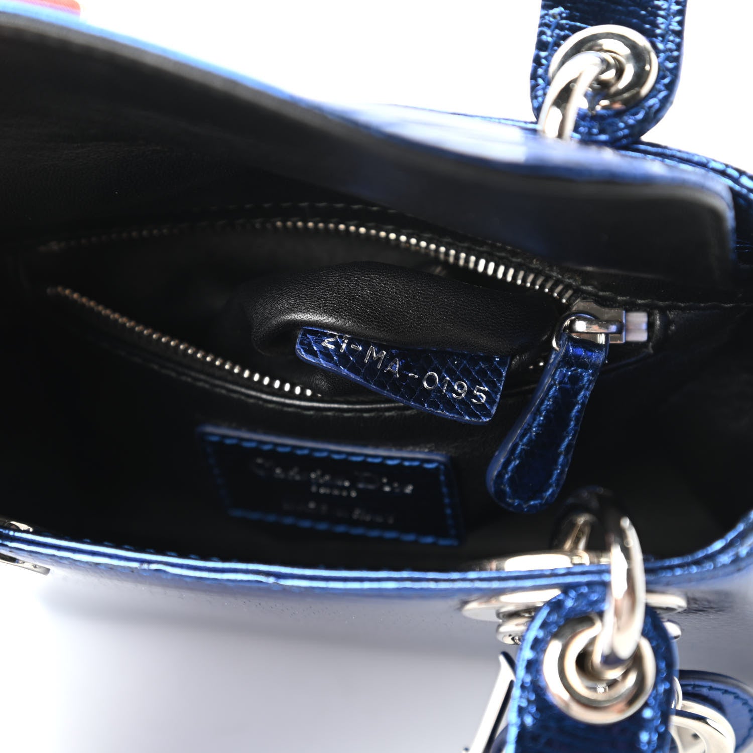 Christian Dior Metallic Lizard Mini Lady Dior Blue 9 of 10