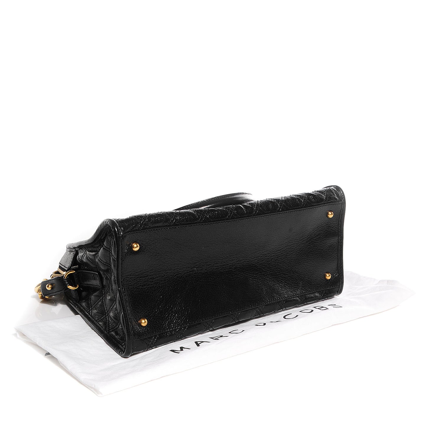 Lacquered Goatskin Quilting Class Satchel Black
