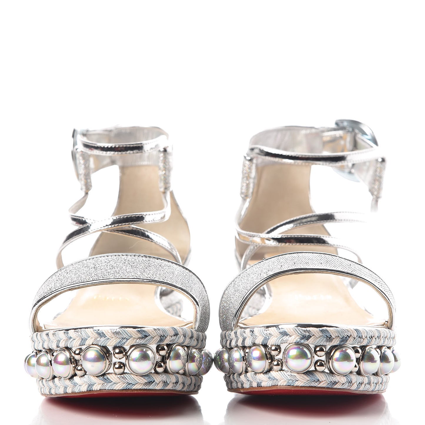 Crepe Satin Specchio Lurex Chocazeppa 60 Platform Sandals 38 Silver