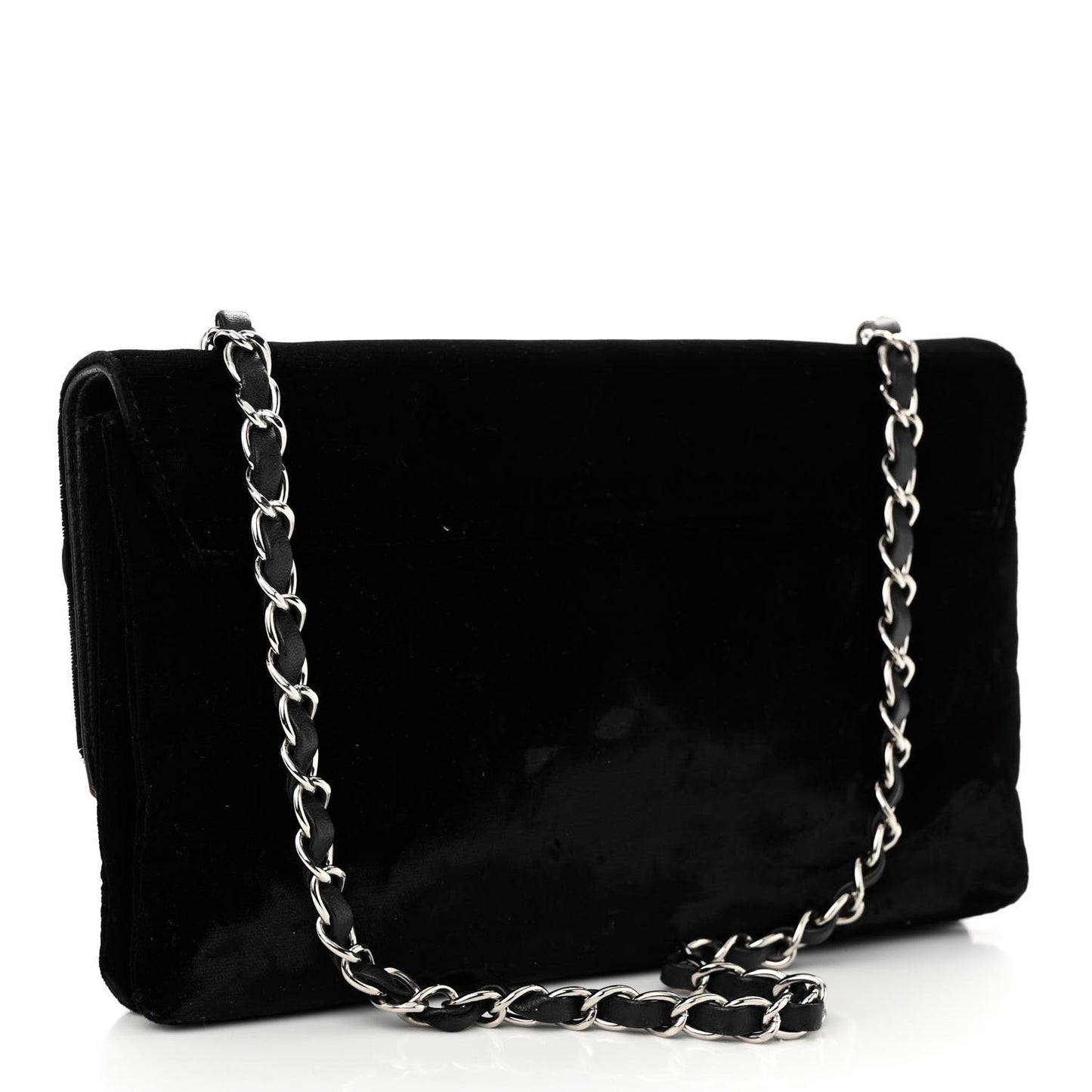 Velvet Lambskin Camellia No. 5 Flap Bag Black