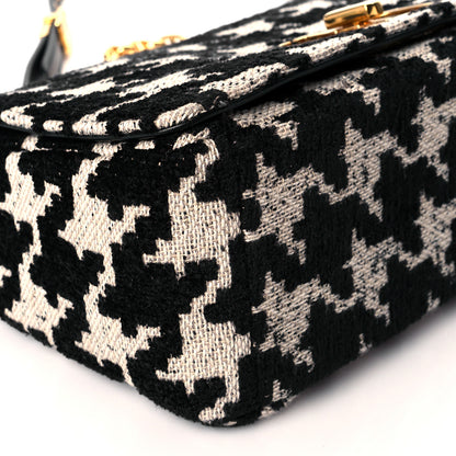 Christian Dior Technical Canvas Macro Houndstooth Medium Caro Bag Black White 9 of 11