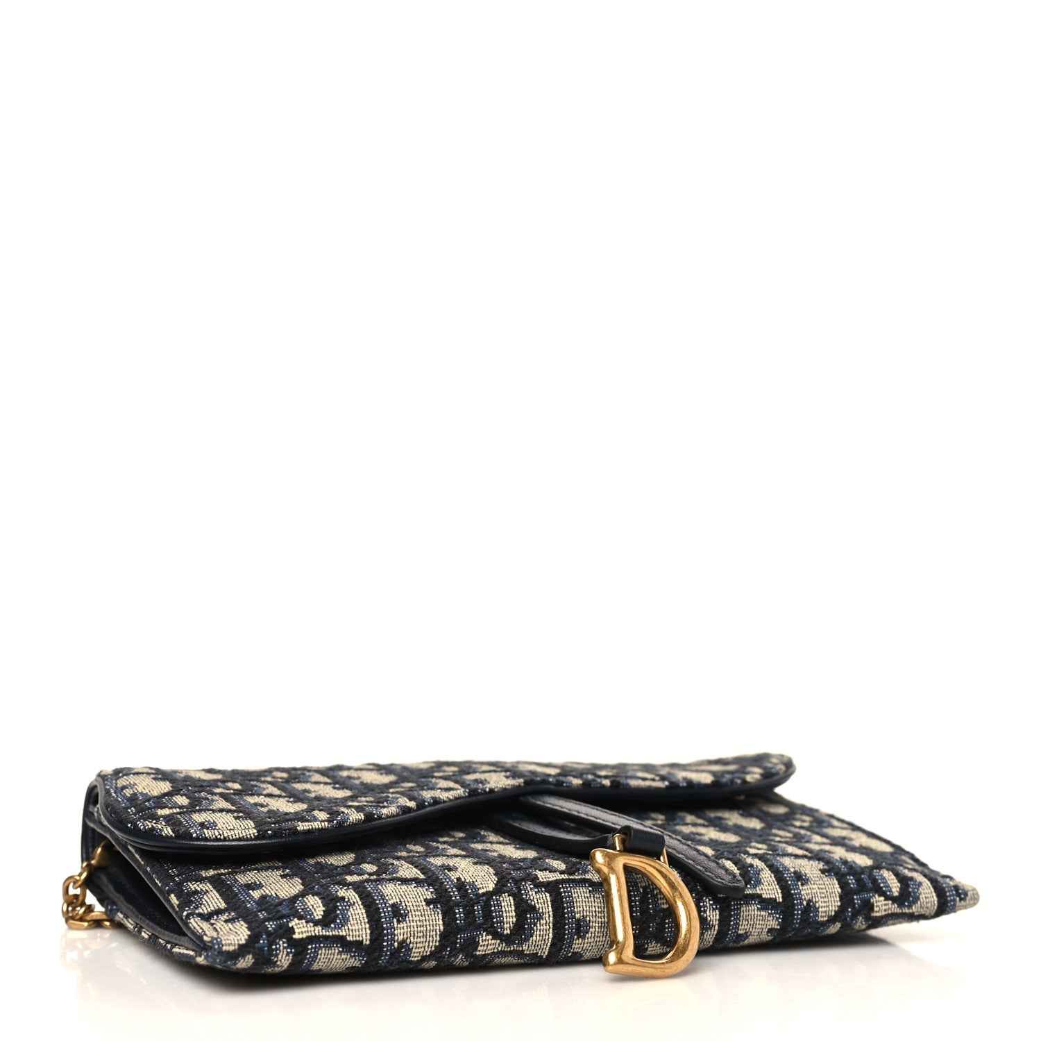 Christian Dior Oblique Saddle Chain Long Wallet Blue 5 of 10