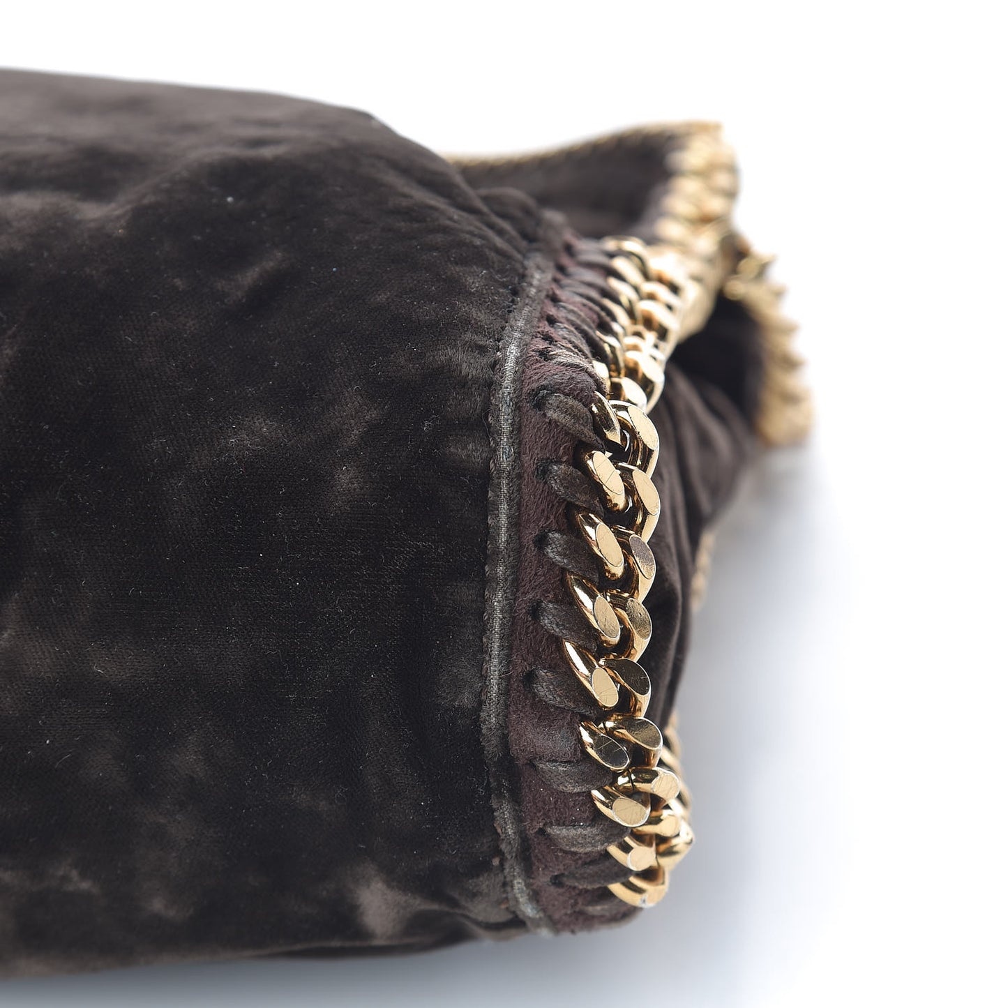 Metallic Snake Embossed Velvet Falabella Fold Over Tote Brown