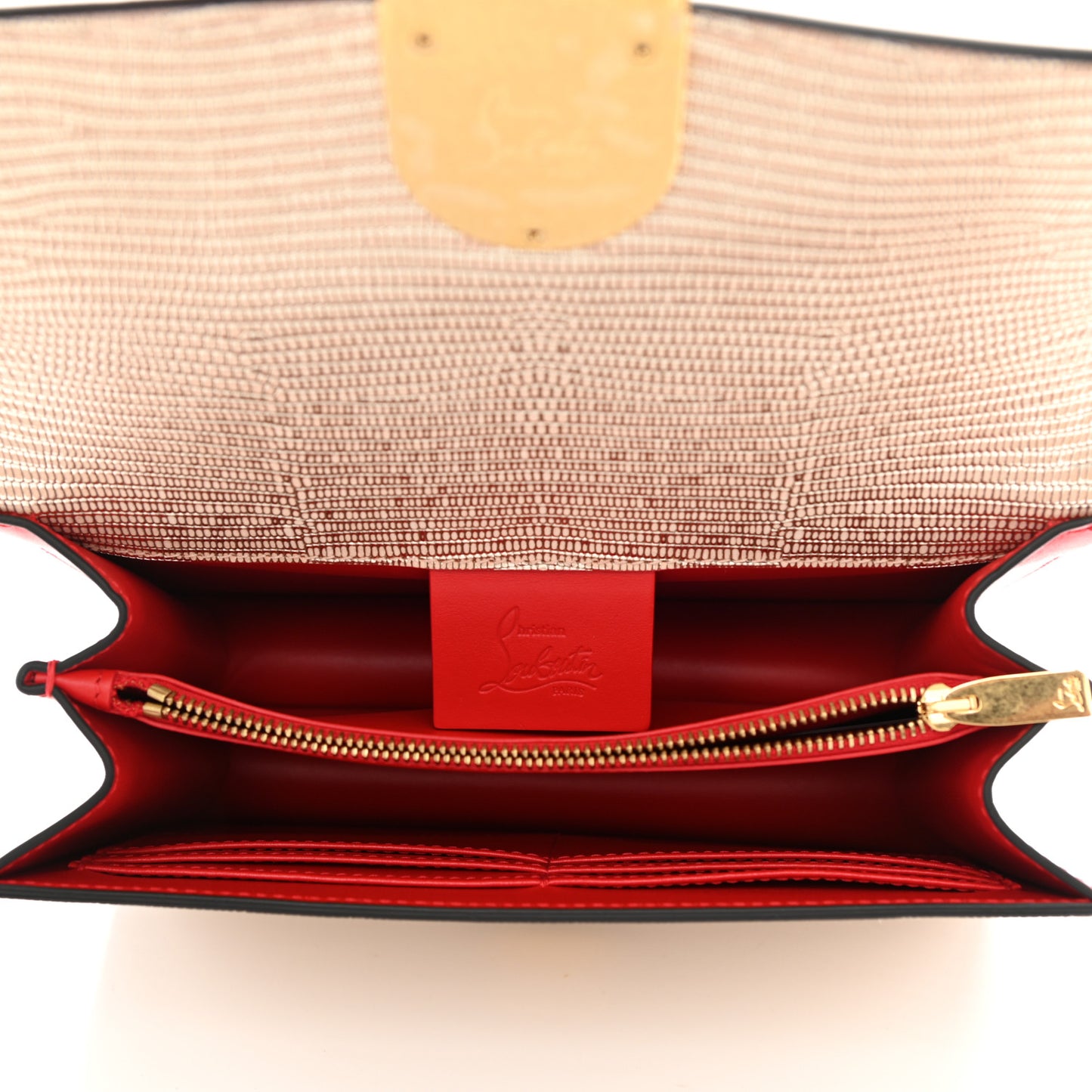 Metallic Lizard Embossed Calfskin Small Elisa Platine