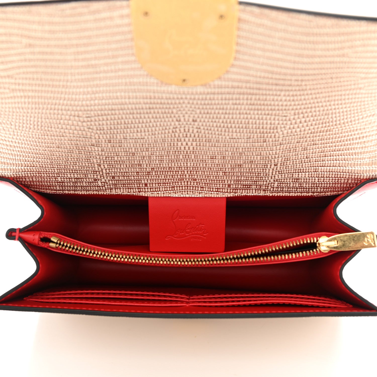 Christian Louboutin Metallic Lizard Embossed Calfskin Small Elisa Platine 5 of 9