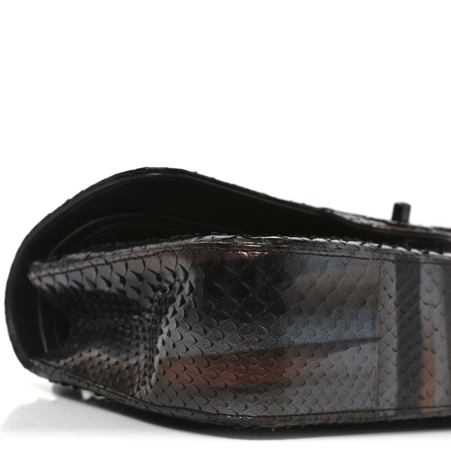 Metallic Snakeskin Medium Double Flap Black Grey Brown