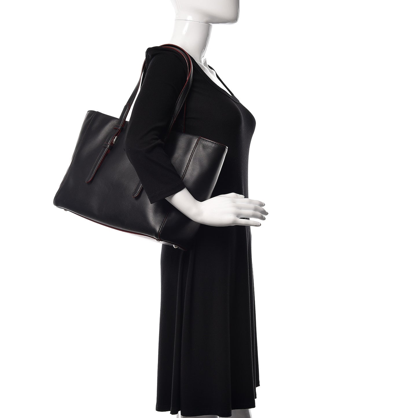 City Calf Sport Tote Black Rosso