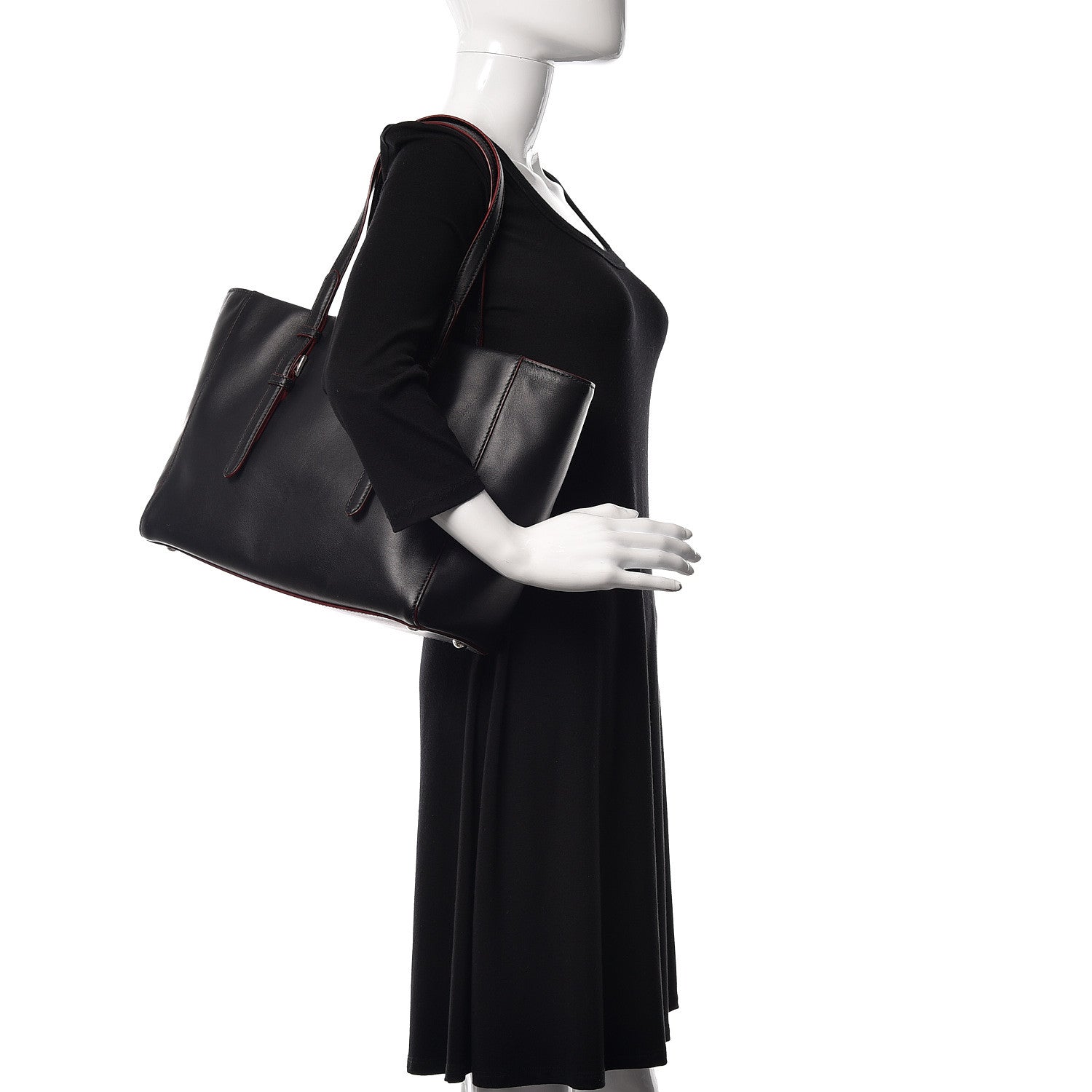 Prada City Calf Sport Tote Black Rosso 2 of 8