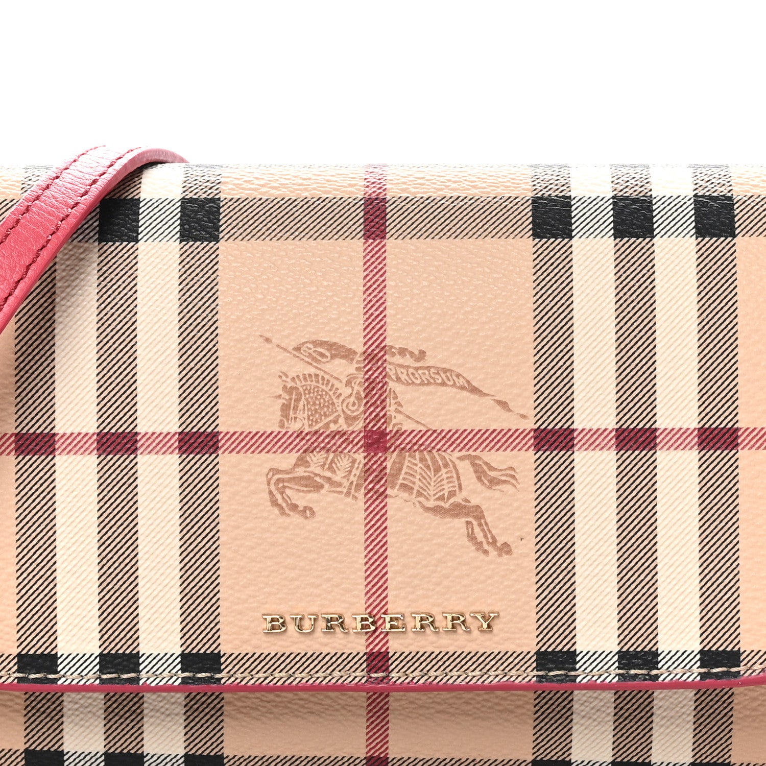 Burberry Haymarket Check Henley Wallet On Chain Coral Red 8 of 10